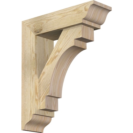 Ekena Millwork Merced Traditional Rough Sawn Bracket w/ Offset Brace, Douglas Fir, 6"W x 20"D x 24"H BKT0604X20X24MRC01RDF